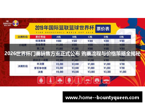 2026世界杯门票销售方案正式公布 购票流程与价格策略全揭秘 2026世界杯门票销售方案正式公布 购票流程与价格策略全揭秘